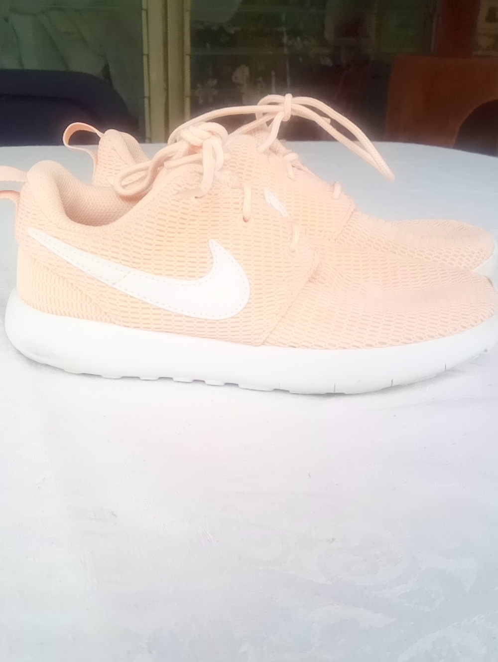 Nike Kids Peach Mesh Running Shoes with White Swoosh